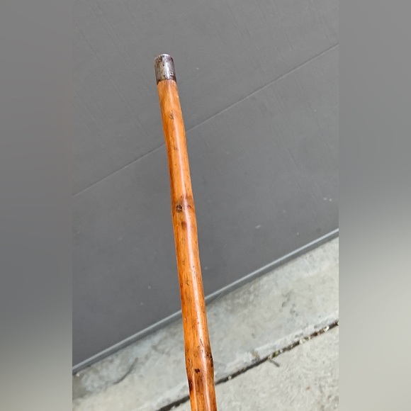 Antique Artisan Hand Crafted Metal Tip Solid Root Wood Cane Walking Stick - Picture 12 of 16